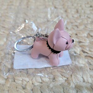 French Bulldog Frenchie Pink Cream key chain ring bag charm Silicone Puppy